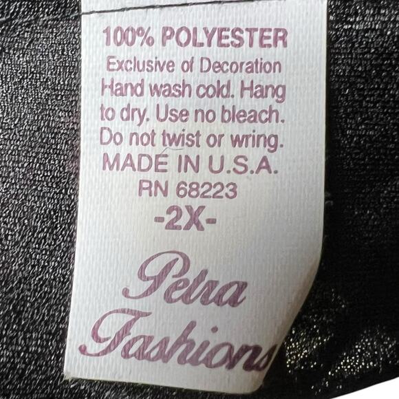 Vintage Petra Fashions Plus Size 2X Black Striped Semi-Sheer Shirt Dress USA - Picture 6 of 6